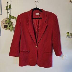 Vintage Wool & Cashmere Red Blazer By Mister Leonard